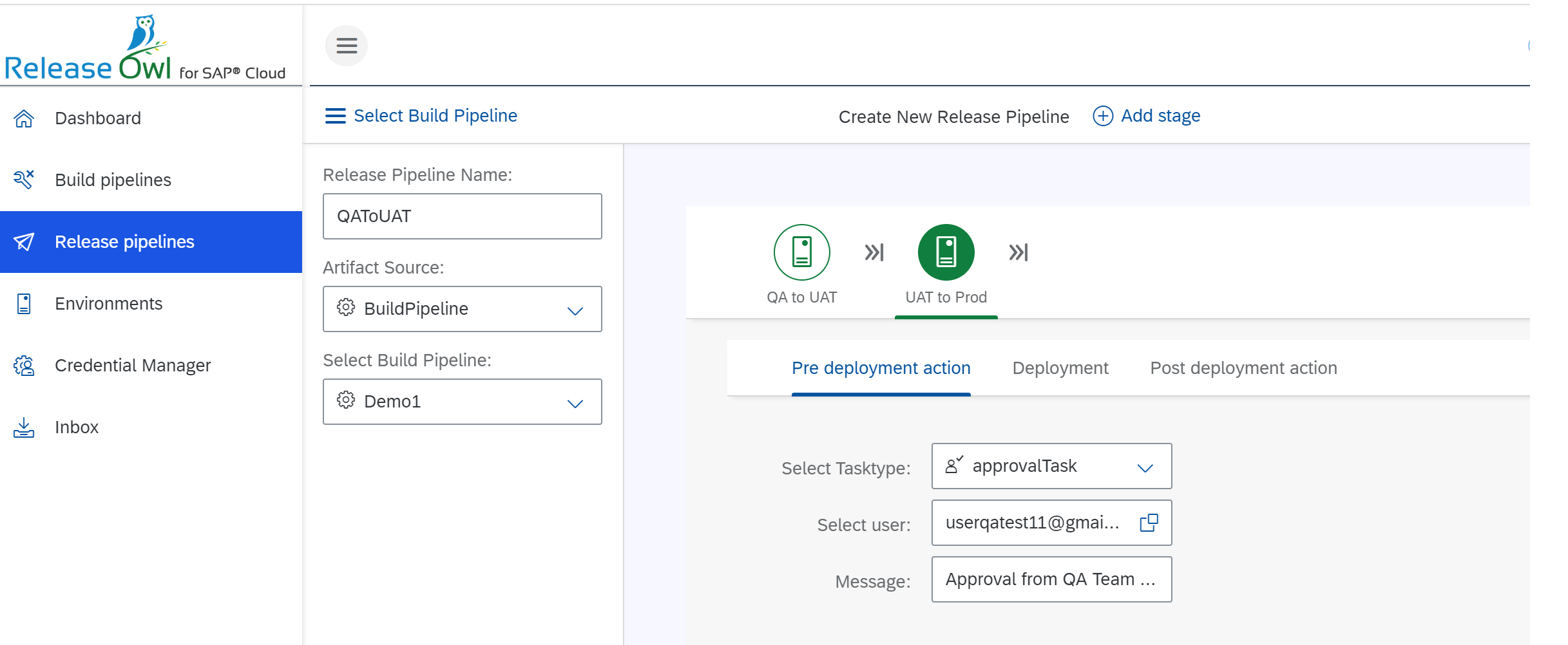 Multi stage deployment pipeline for SAP Cloud